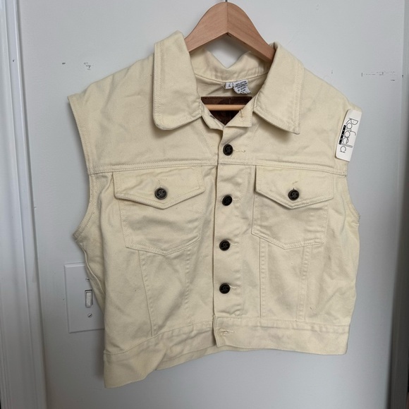 NWT Vintage Cream Denim Vest – Y2K Western Vibes Cowgirl L - Picture 3 of 6